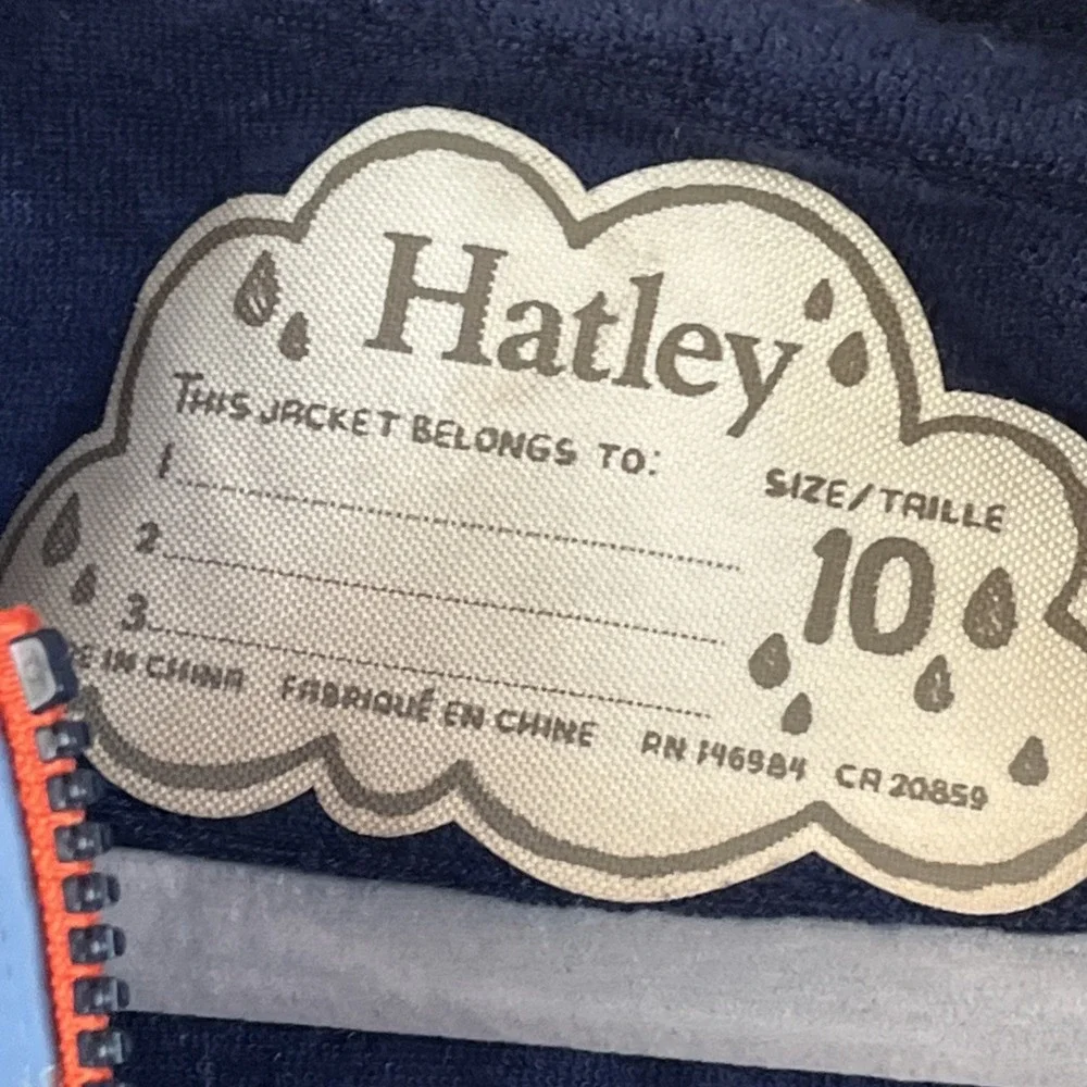 Hatley Kids‎ Dinosaur Print Rain Jacket Hooded Size 10 Blue Soft Lining